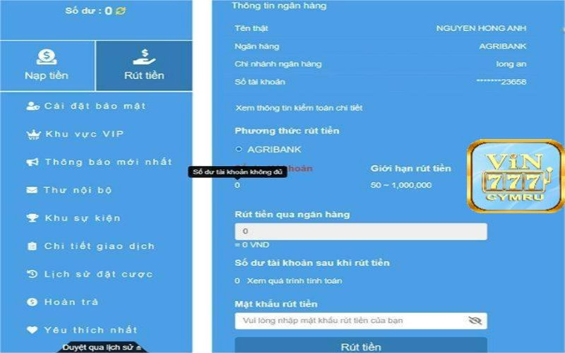 Hướng dẫn thao tác rút tiền siêu nhanh